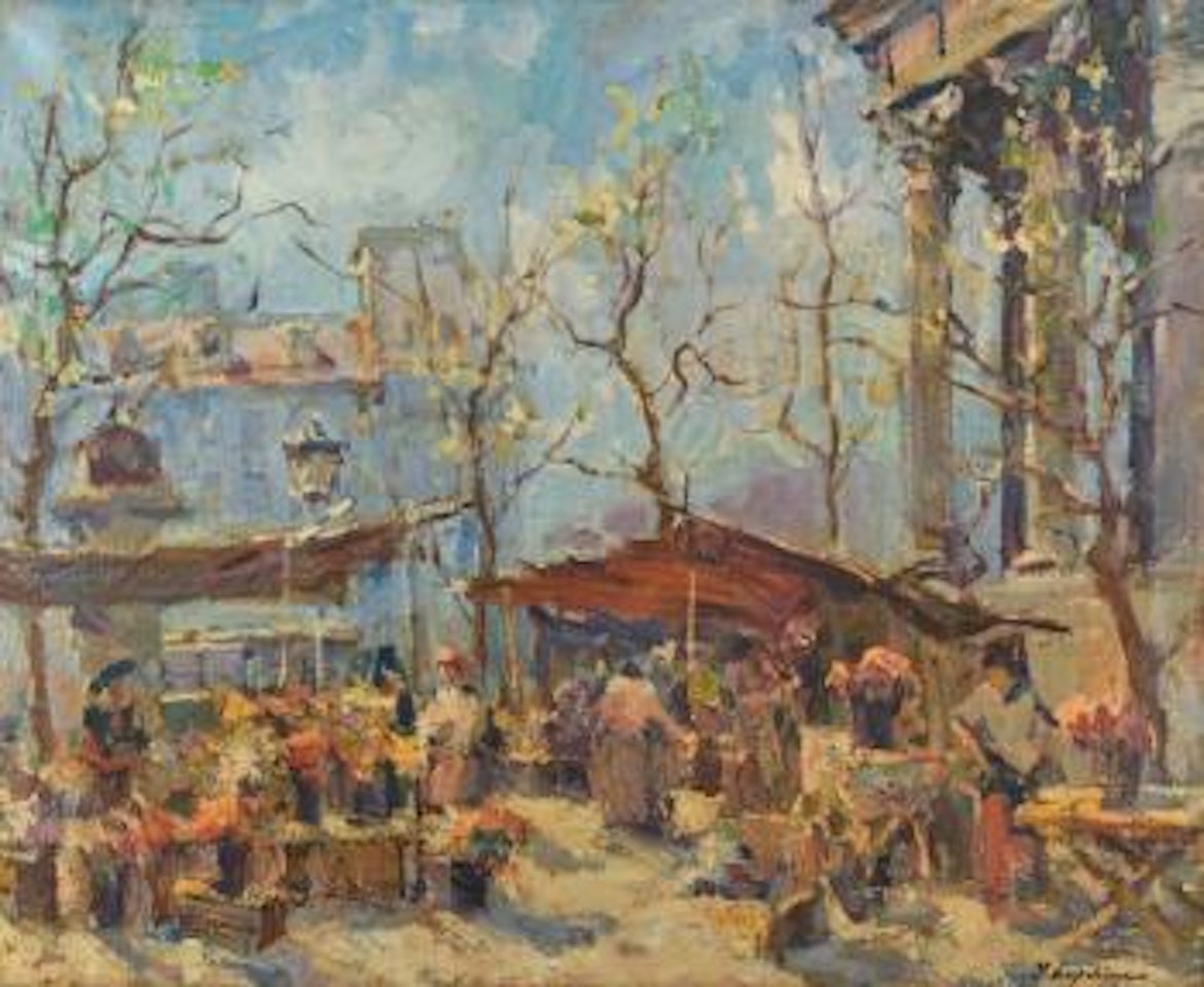 Paris, le marché aux fleurs, place de la Madeleine by Georgij Aleksandrovic Lapschin
