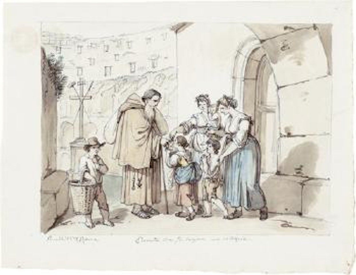 In Rom: Ein Eremit um Almosen bittend by Bartolomeo Pinelli