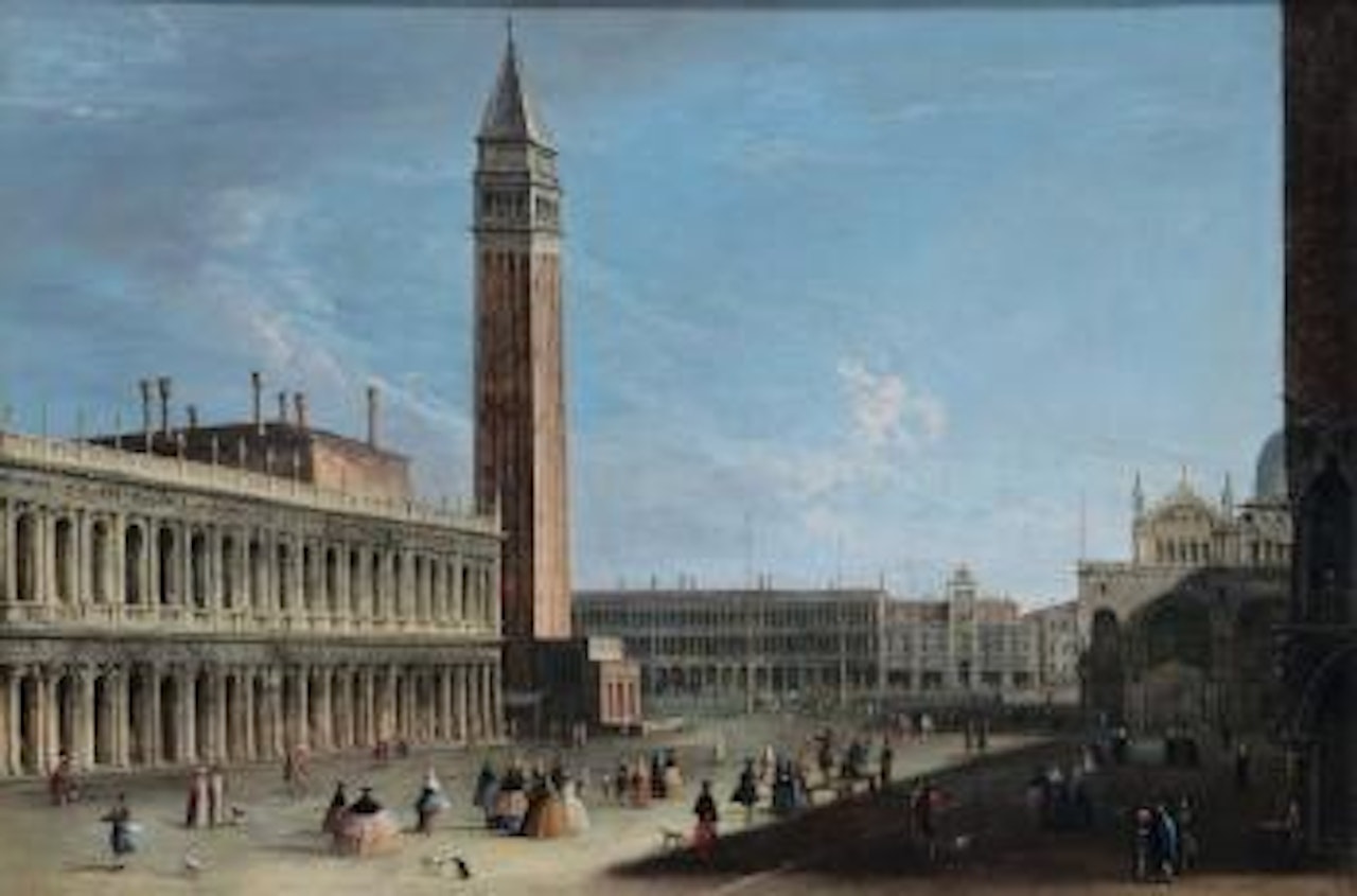 Veduta di Piazza San Marco con figure by Apollonio Domenichini