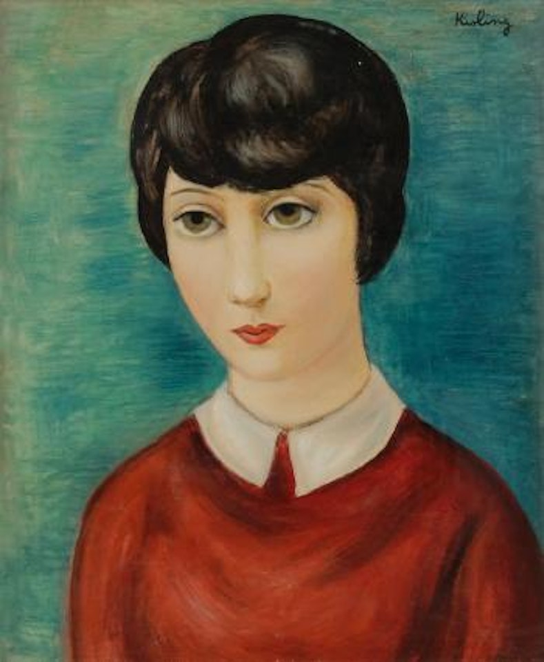 Brune au corsage rouge by Moïse Kisling