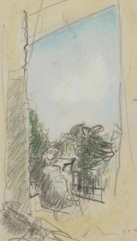Madame Vuillard sur le balcon de la Closerie des Genêts by Édouard Vuillard