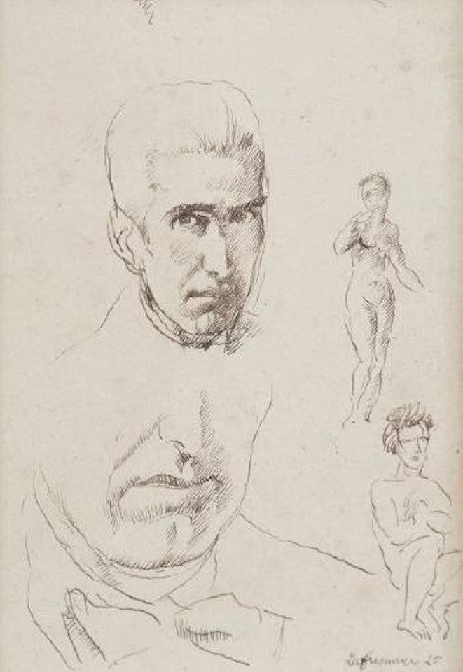 Page d’étude pour l’autoportrait by Roger de la Fresnaye