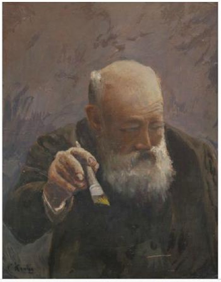 Selvportrett med pensel by Christian Krohg