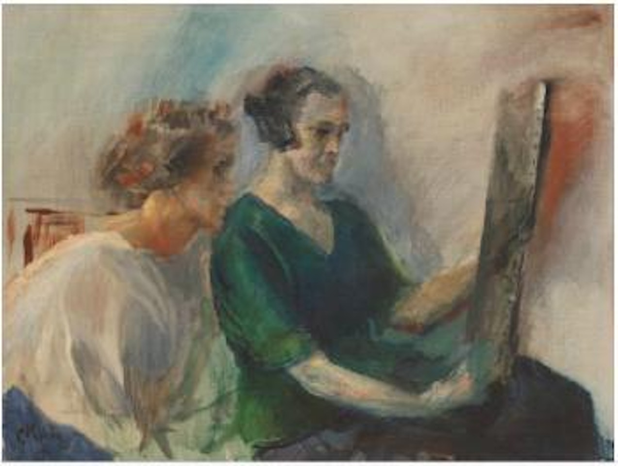 To kvinner ser på kunst by Christian Krohg