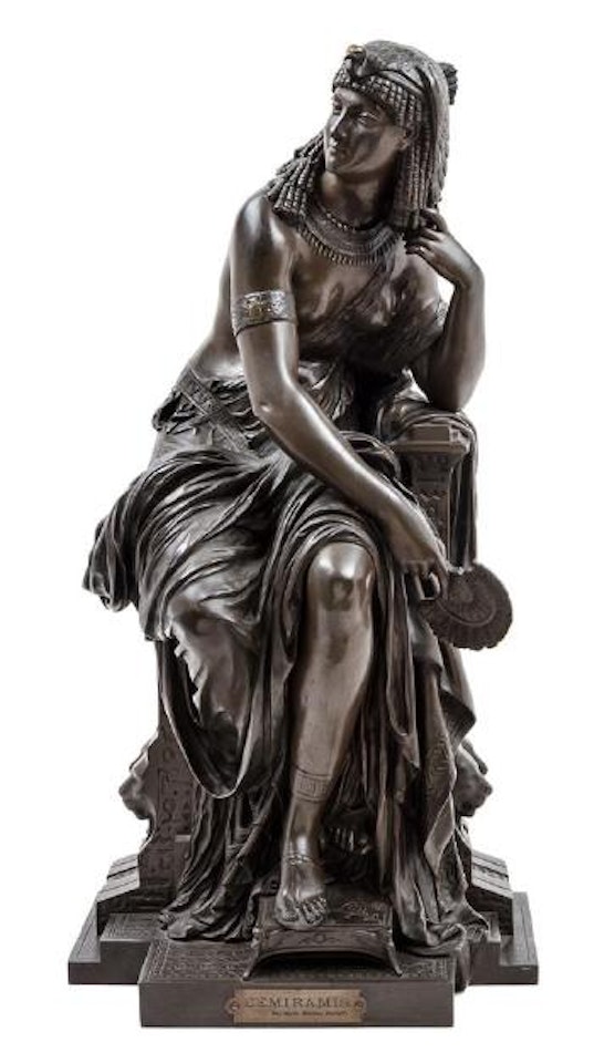 Mythological queen of Babylon seated on a throne by Mathurin Moreau