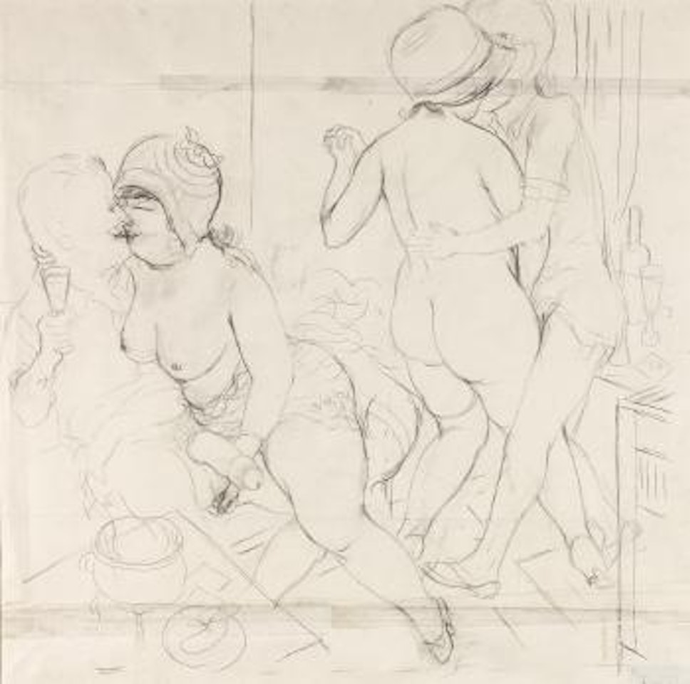 Erotische Szene (Selbst mit Kokotten) by George Grosz