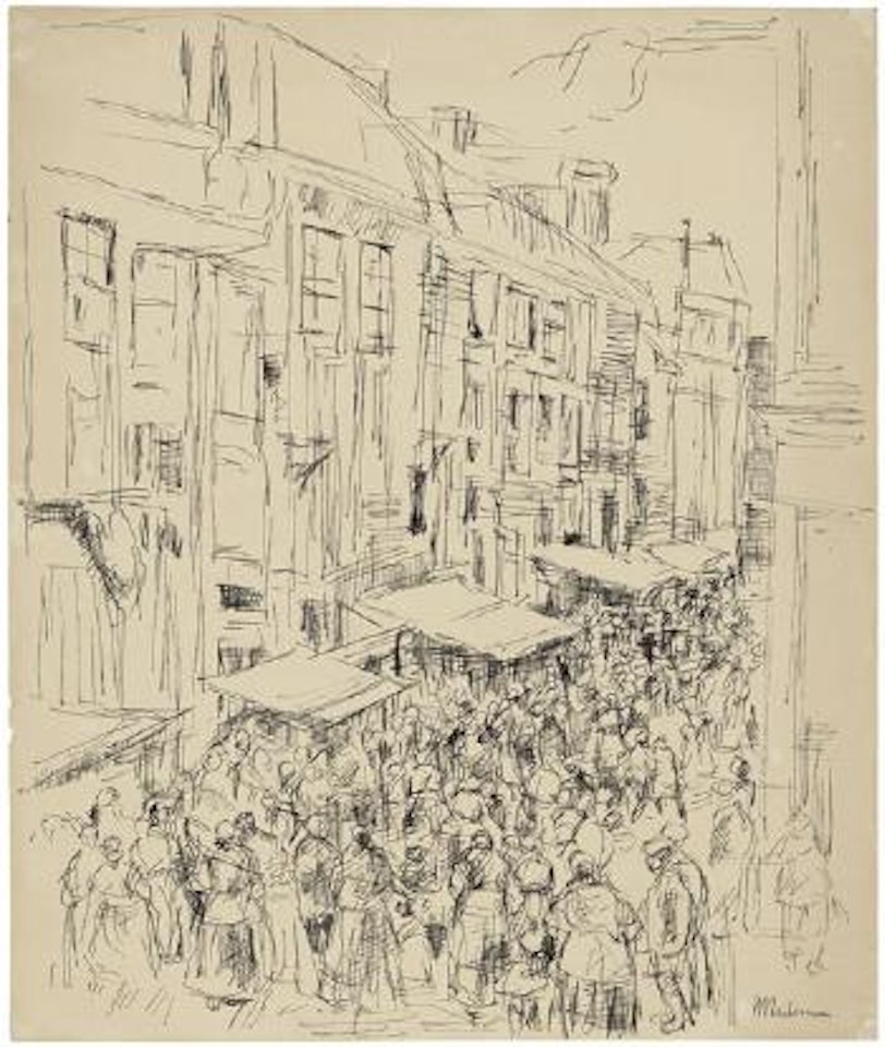 Straßenhandel im Judenviertel von Amsterdam by Max Liebermann