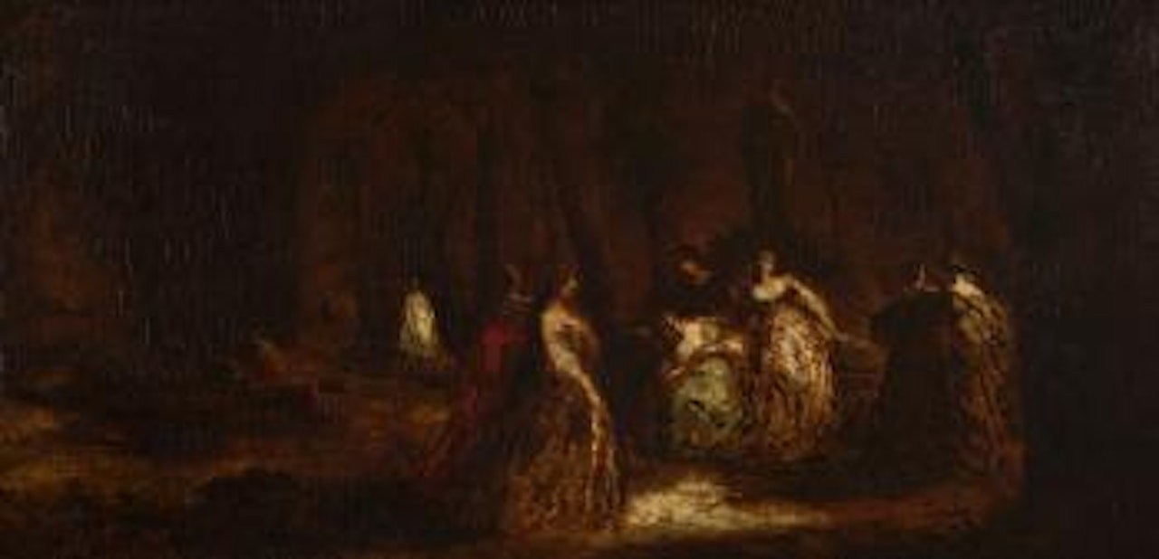 Figures in a wooded landscape by Adolphe Monticelli