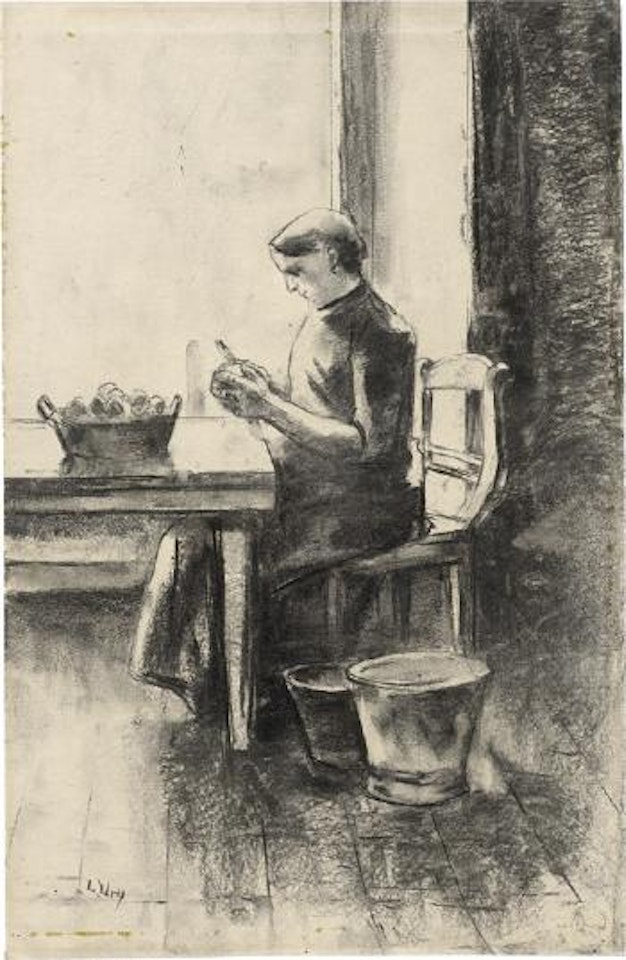 Kartoffelschälerin am Tisch by Lesser Ury