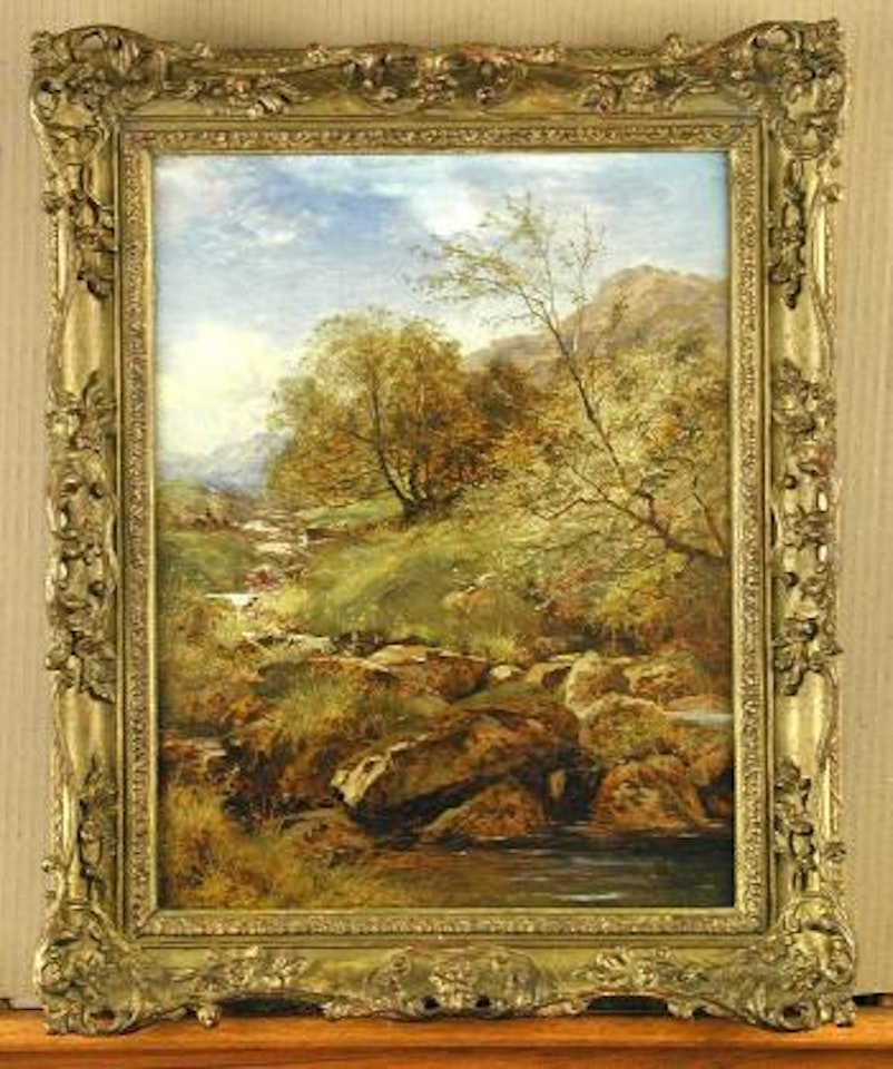 A Hillside Stream by Benjamin Williams Leader