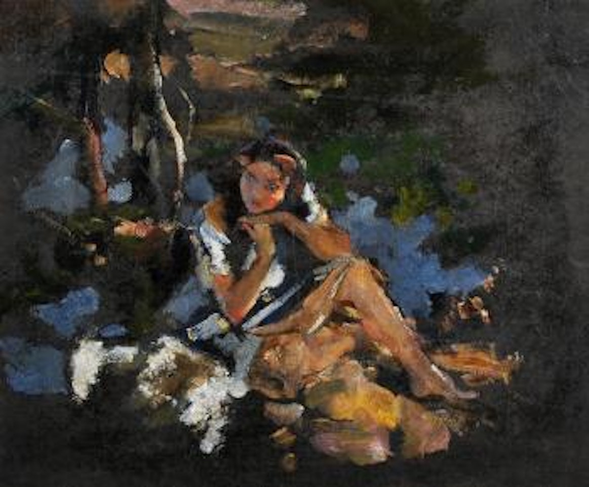 A Girl Seated by a Tree by James Jebusa Shannon