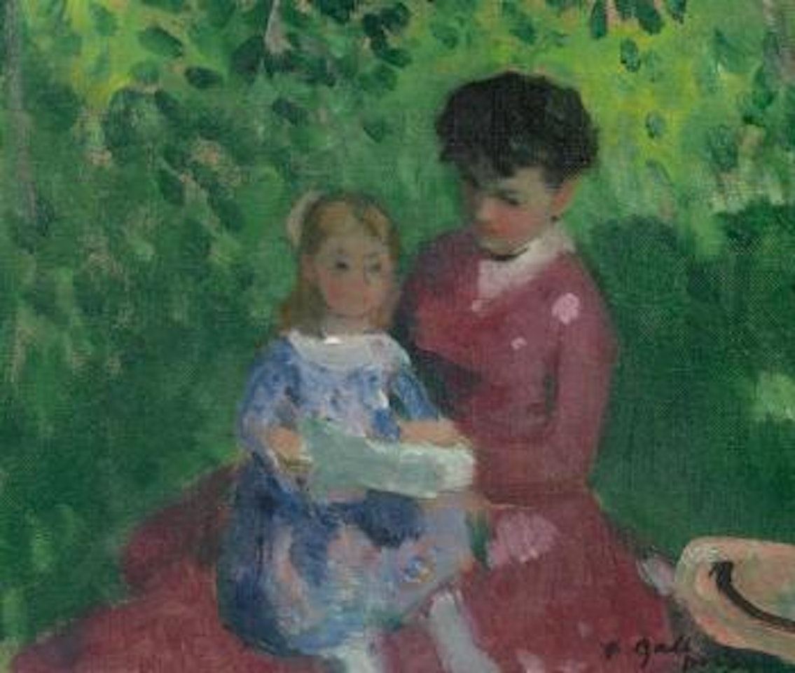 Eugénie et Marie-Lize dans une prairie by François Gall