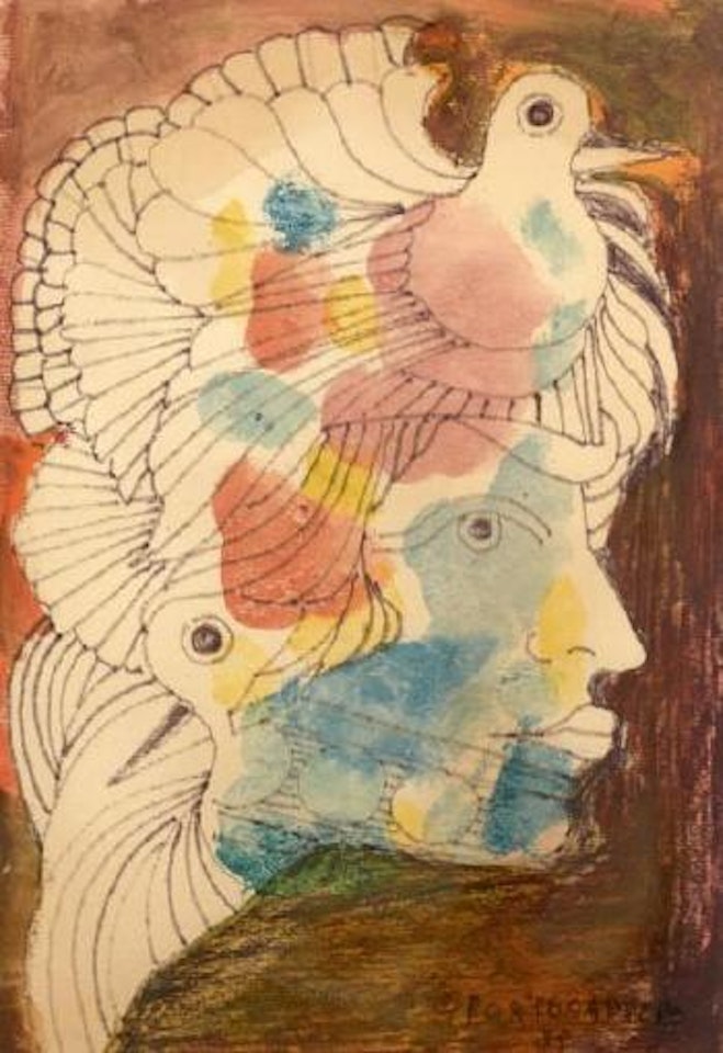 Femme à l'oiseau by René Portocarrero