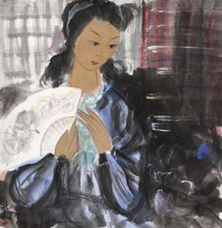 Lady Holding a Fan by Lin Fengmian