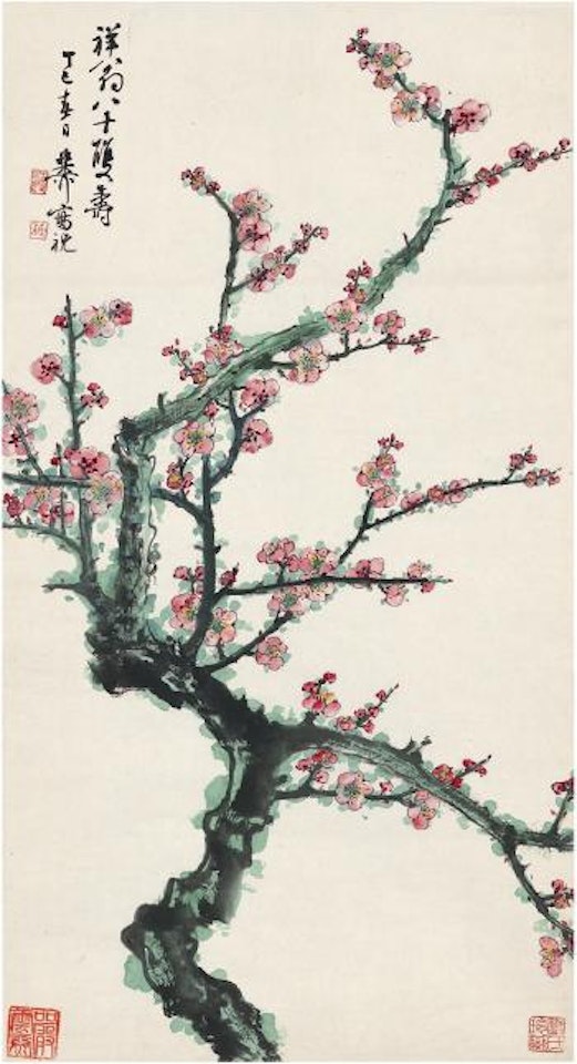 Blooming red prunus by Xie Zhiliu