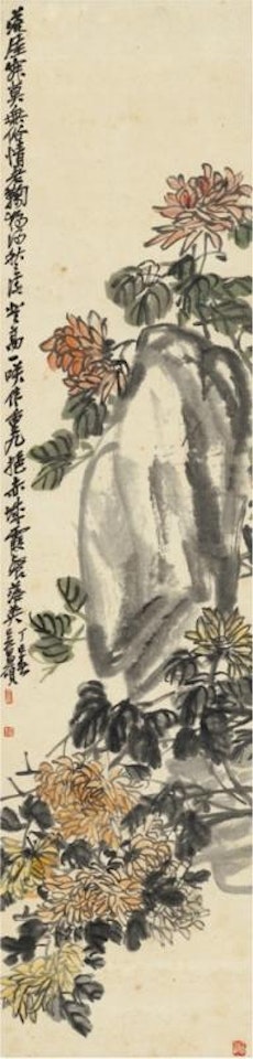 Chrysanthemum and rock by Wu Changshuo