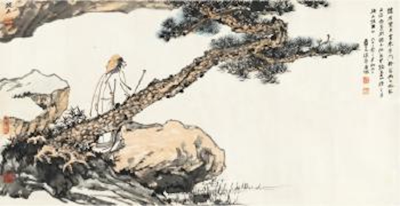 Scholar under pine tree by Zhang Daqian