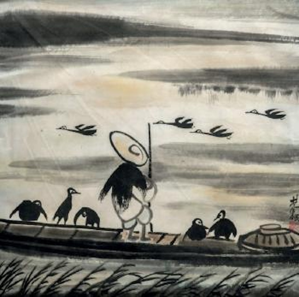 La pêche aux cormorans by Lin Fengmian