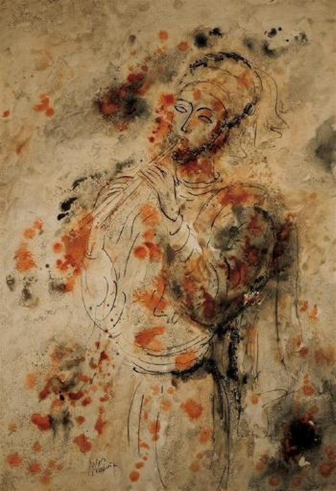 Flute player by Reuven Rubin