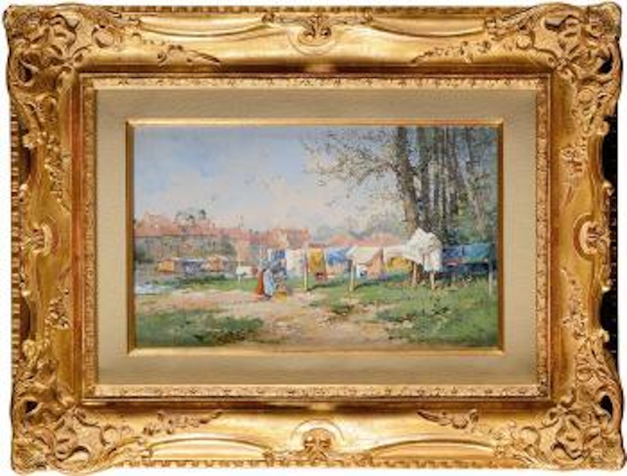La lavandière by Eugene Galien-Laloue
