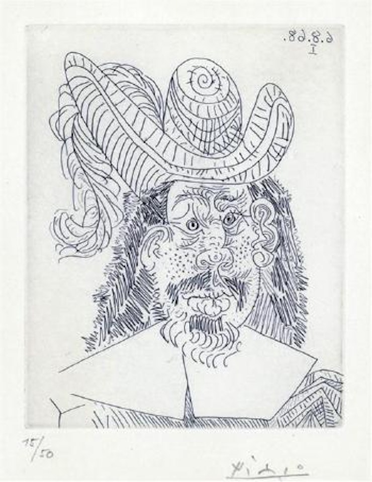 Portrait de Mousquetaire vieillissant, au visage couperosé (from 'La Serie' 347) by Pablo Picasso