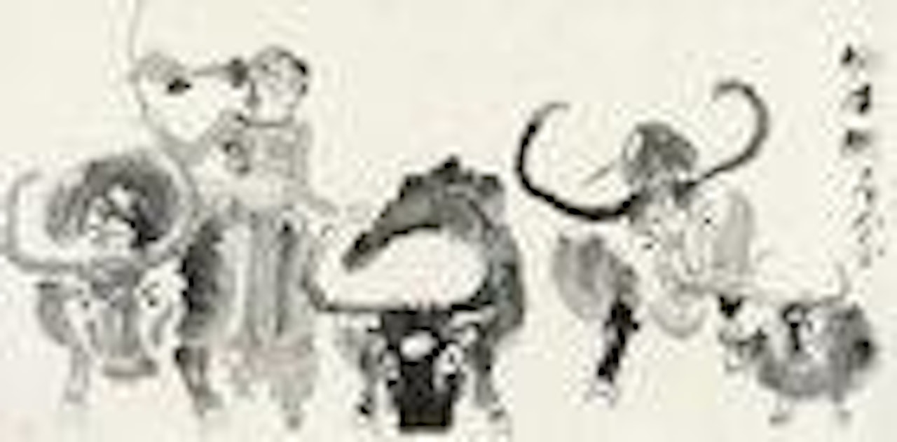 Character and Cattles by Shi Hu