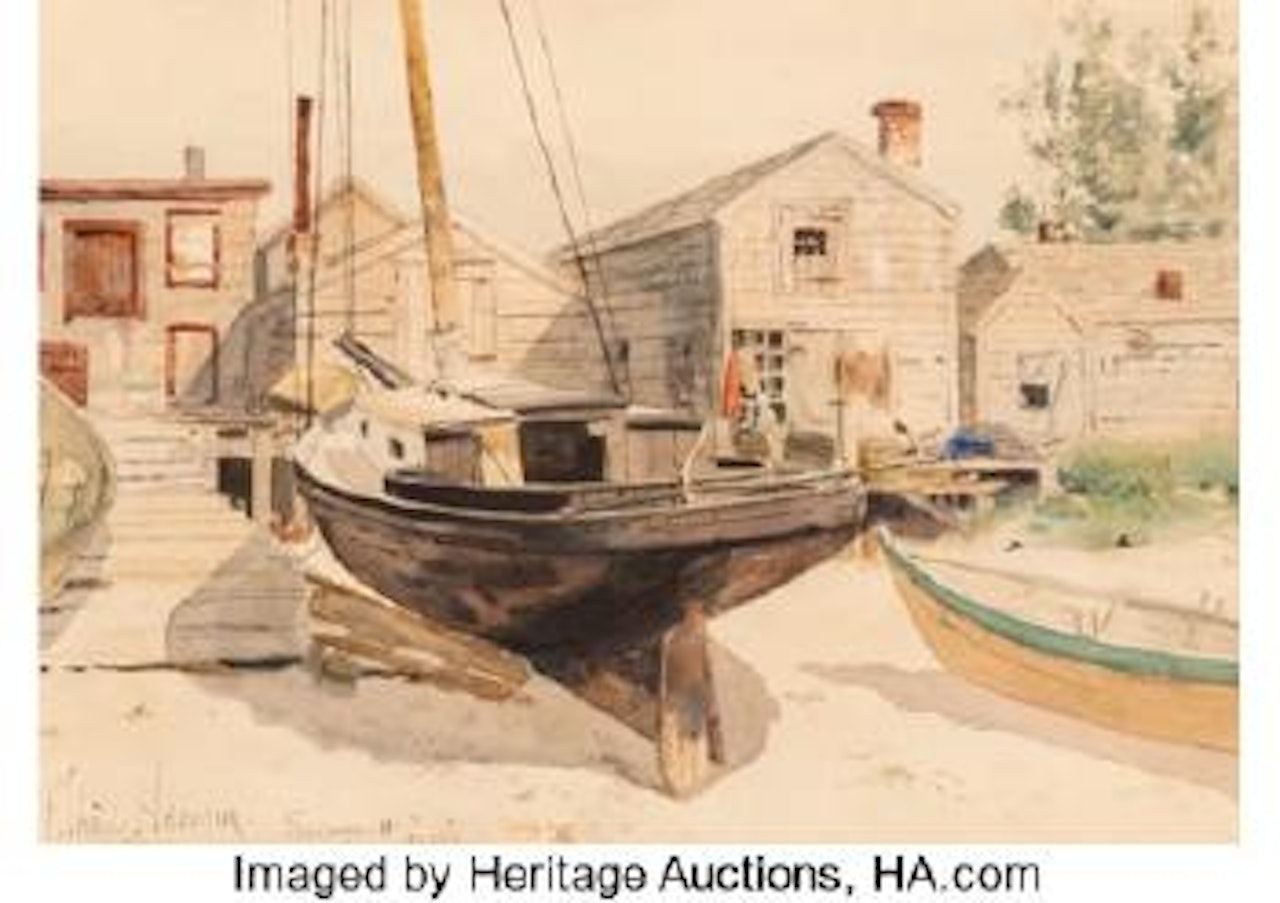 Fishhouses Swampscott by Childe Hassam