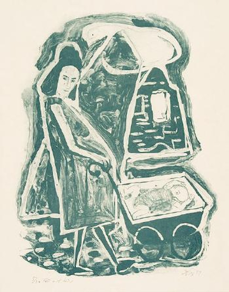 Frau mit Kind (im Kinderwagen) by Otto Dix