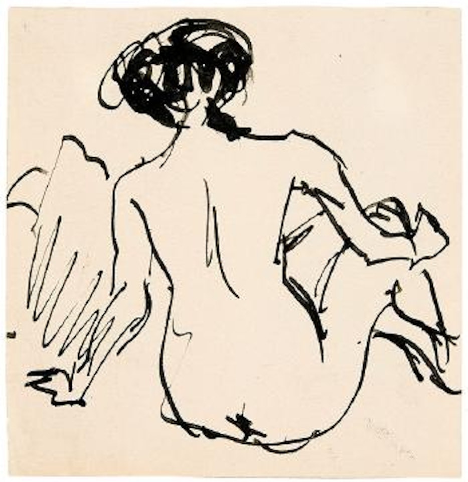 Weiblicher Rückenakt (Dodo) by Ernst Ludwig Kirchner