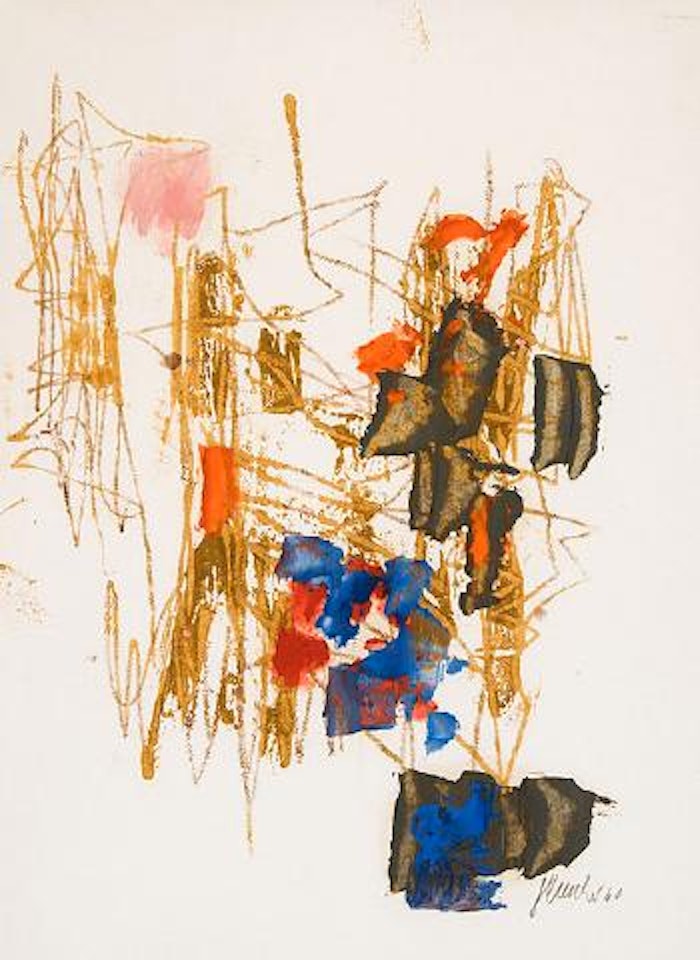 O.T. (Abstrakte Komposition mit goldenen Linien) by Fritz Winter