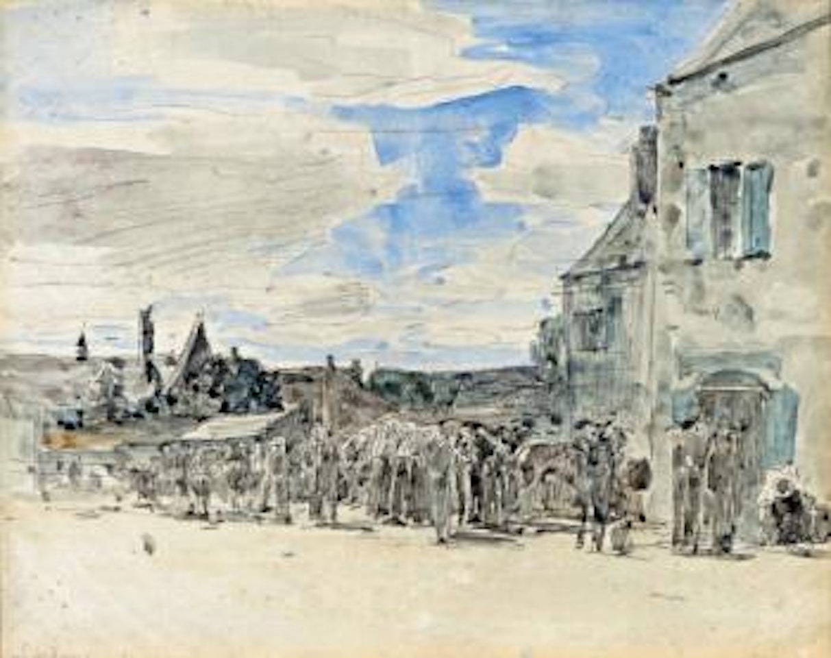 Scène de marché en Bretagne by Eugène Boudin
