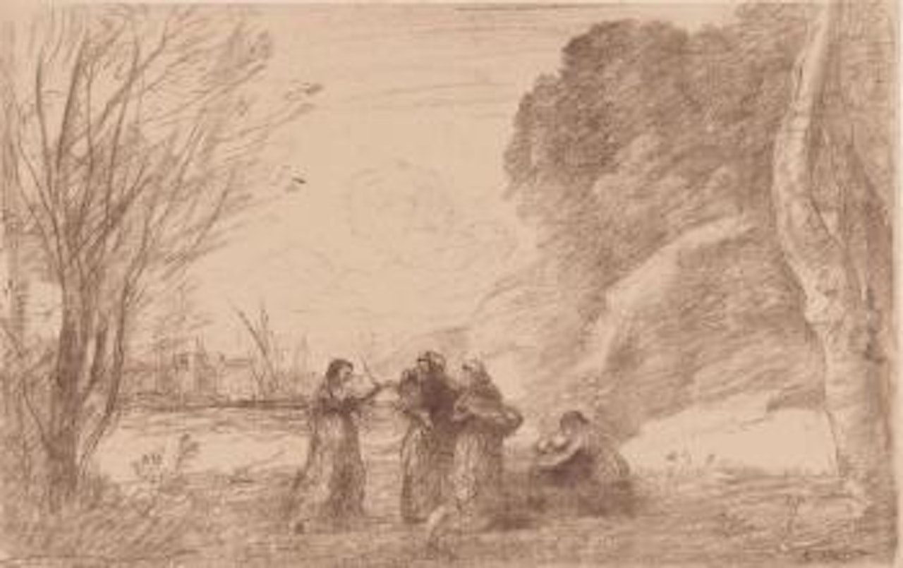 Une famille à Terracine by Jean Baptiste Camille Corot