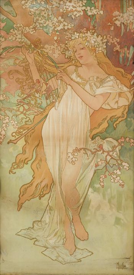 The Seasons / Spring. 1896 by Alphonse Mucha
