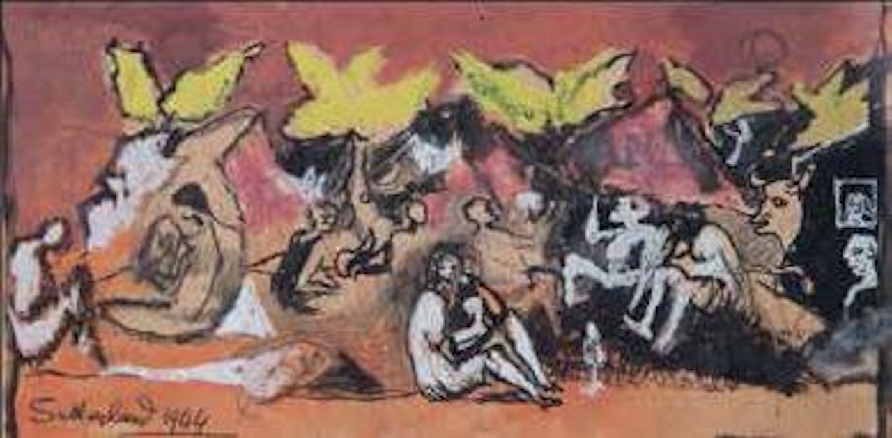 Landscape with figures - Study for impington decoration by Graham Sutherland