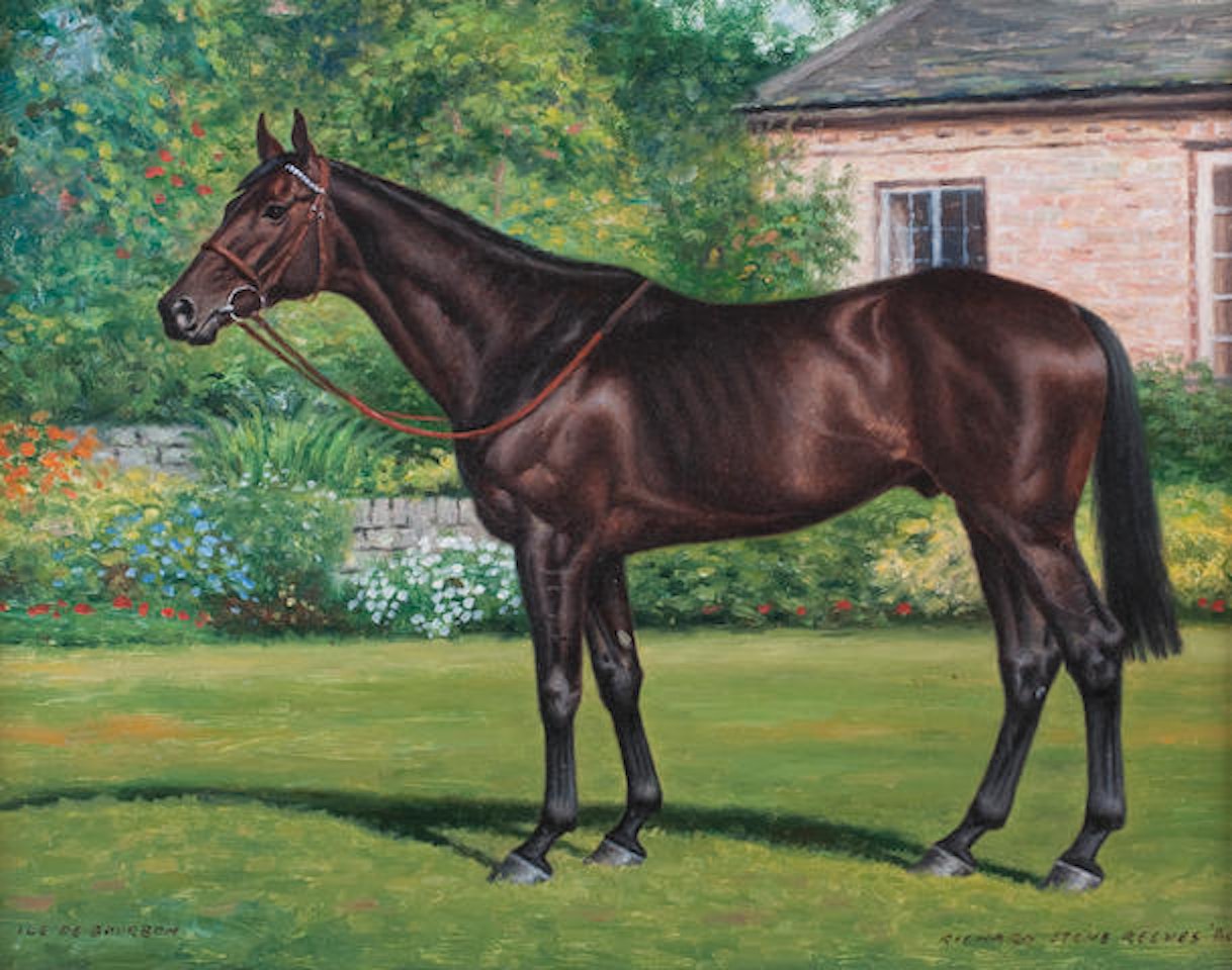 Ile De Bourbon' before a cottage by Richard Stone Reeves