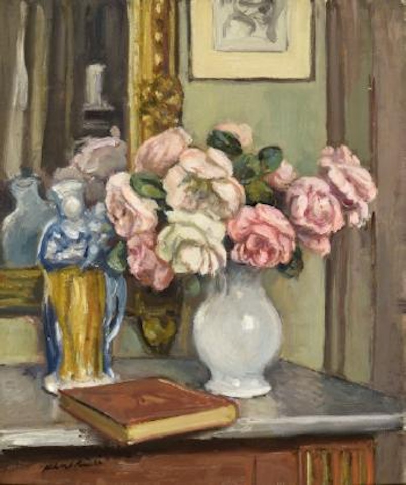 Roses dans un vase blanc by Albert Andre
