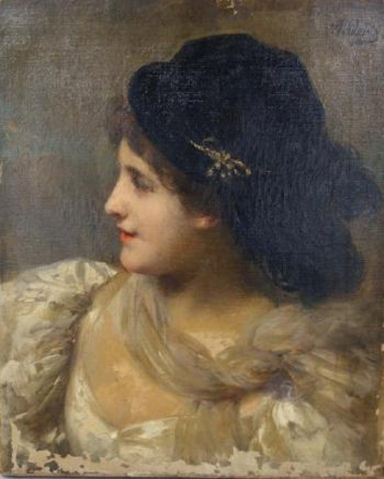 Portrait d'une élégante au chapeau noir by Adolphe Weisz