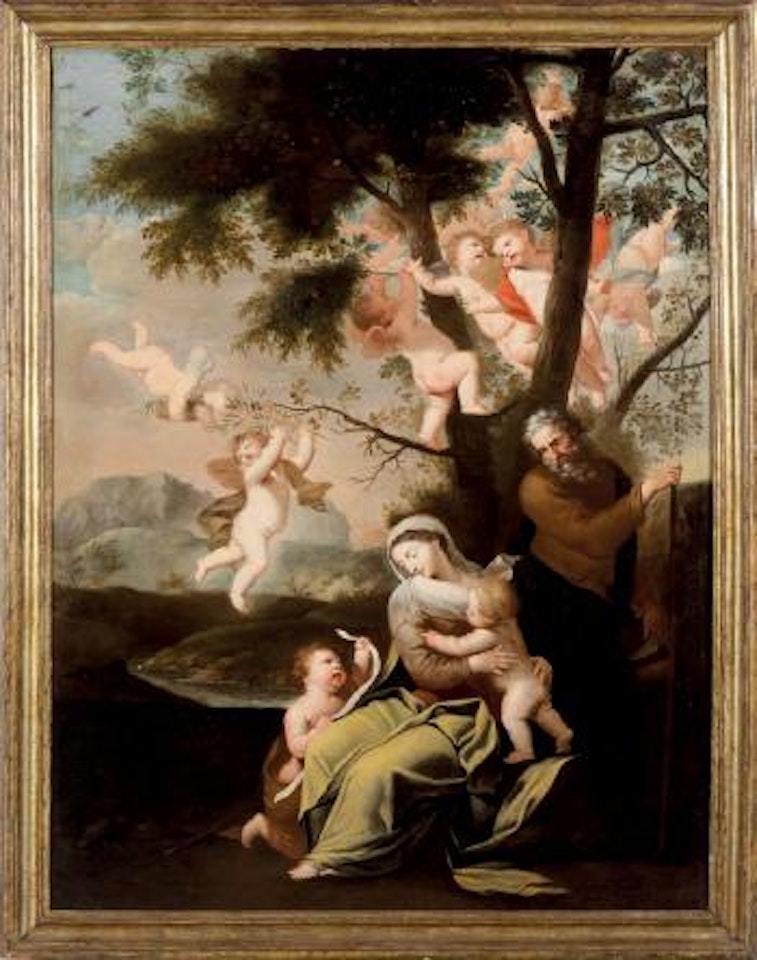 Sacra Famiglia con San Giovannino e putti festanti , by Roman School