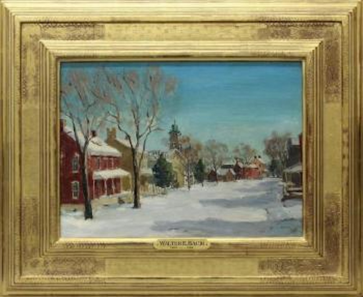 Main Street in snow , by Walter Emerson Baum