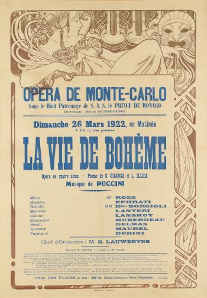 Opera De Monte - Carlo / La Vie De Bohème by Alphonse Mucha