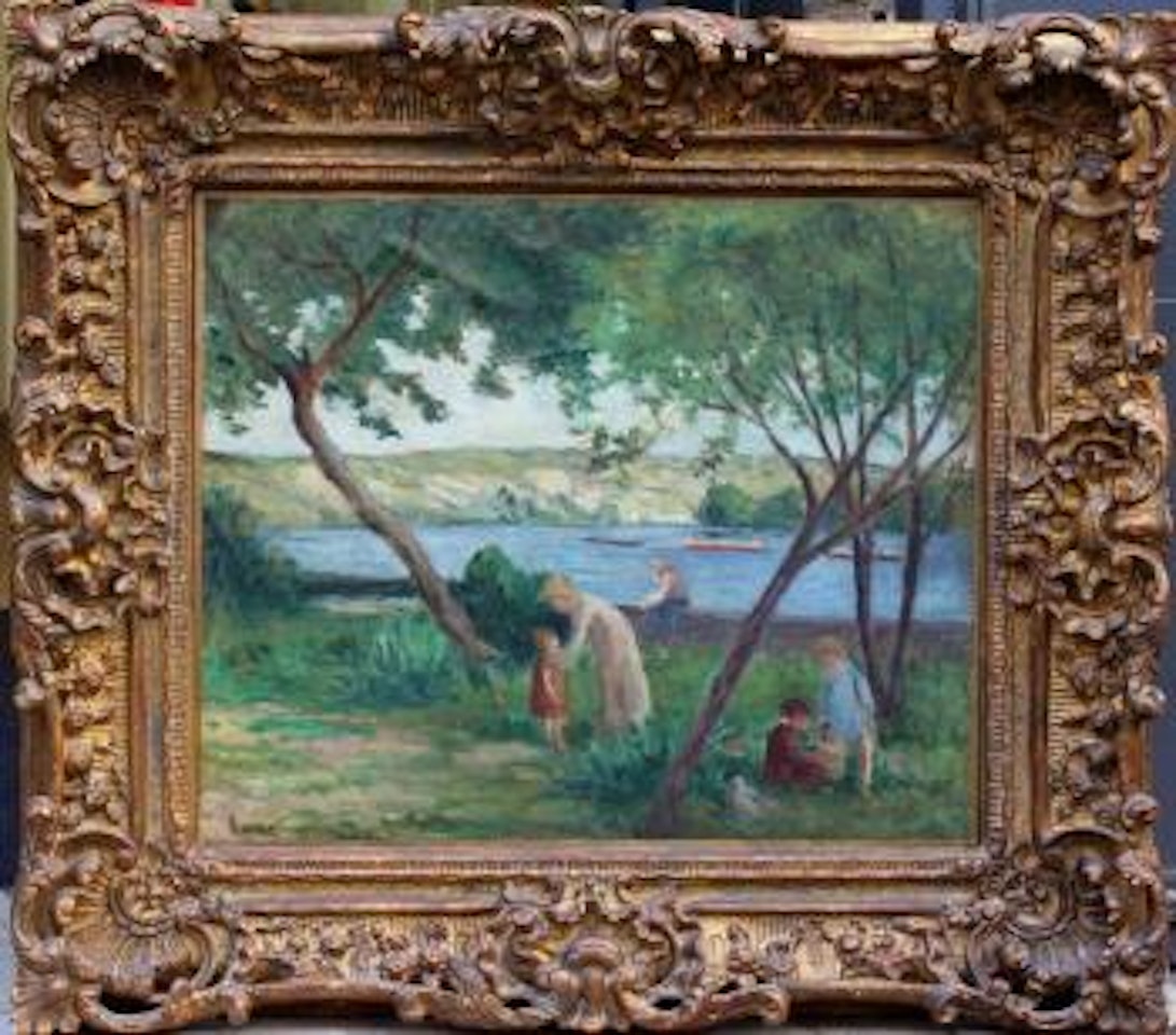 Personnages en bord de Seine by Maximilien Luce