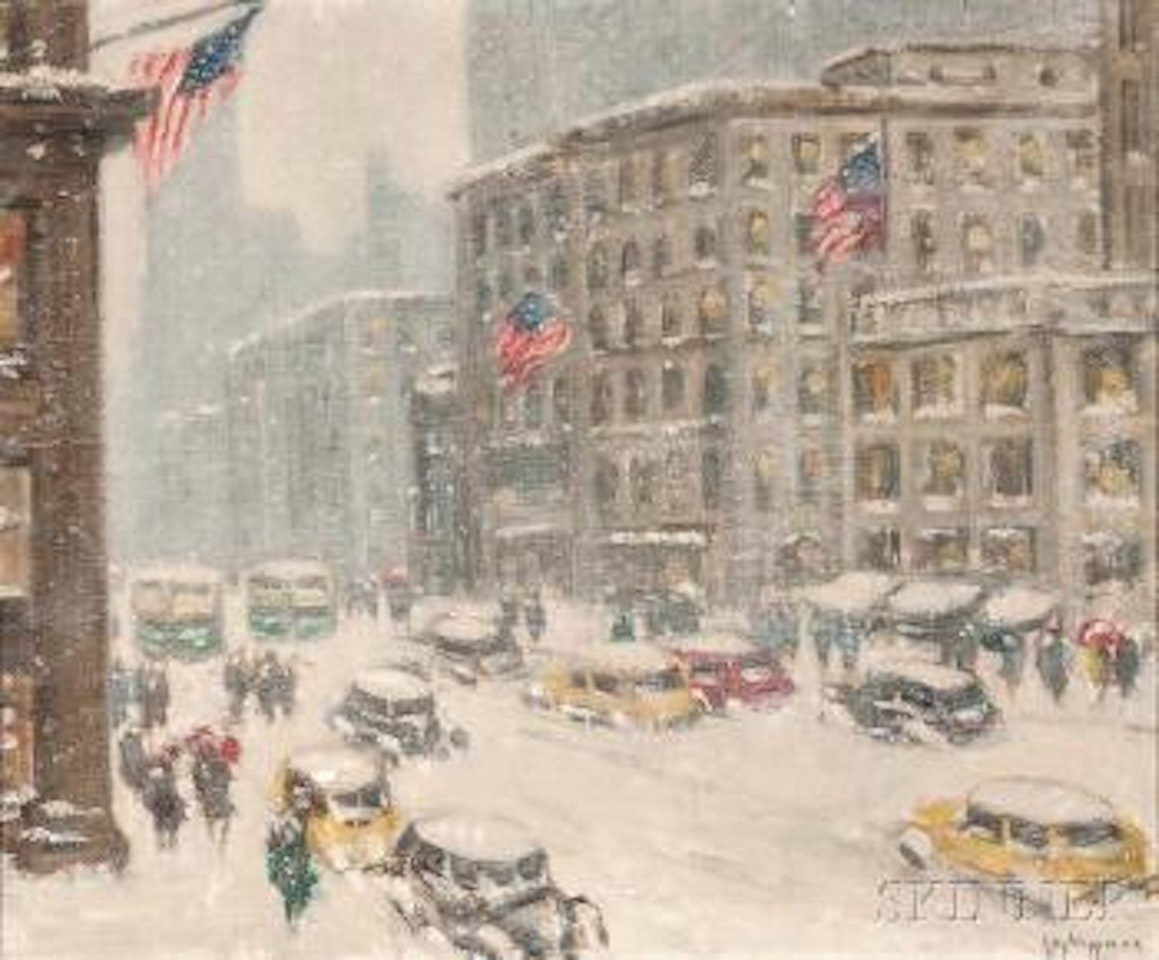 Mid-town, 5th Avenue, Winter by Guy Carleton Wiggins