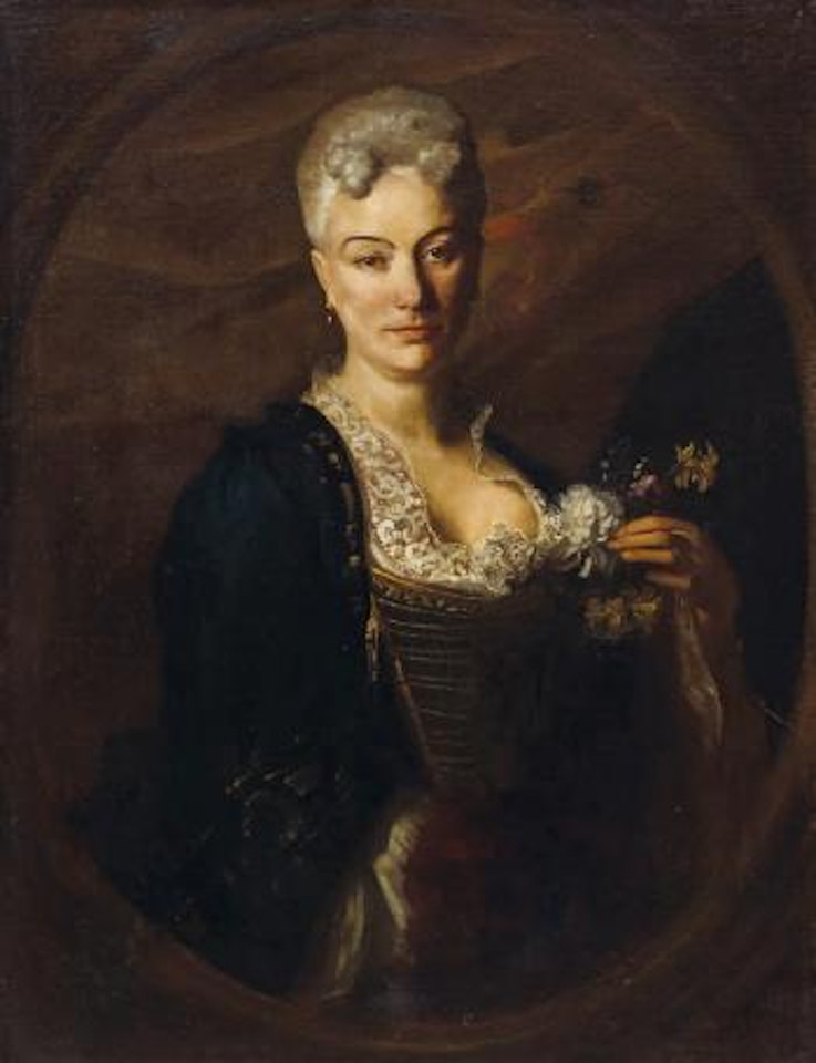 Ritratto di gentildonna a mezzo busto, con fiori in mano by Francesco Solimena