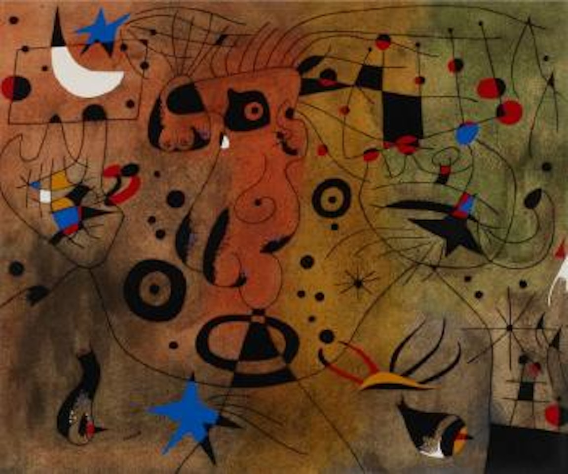 Femme à la blonde aisselle coiffant sa chevelure à la lueur des étoiles (from the Constellations portfolio) ,
1959 by Joan Miró