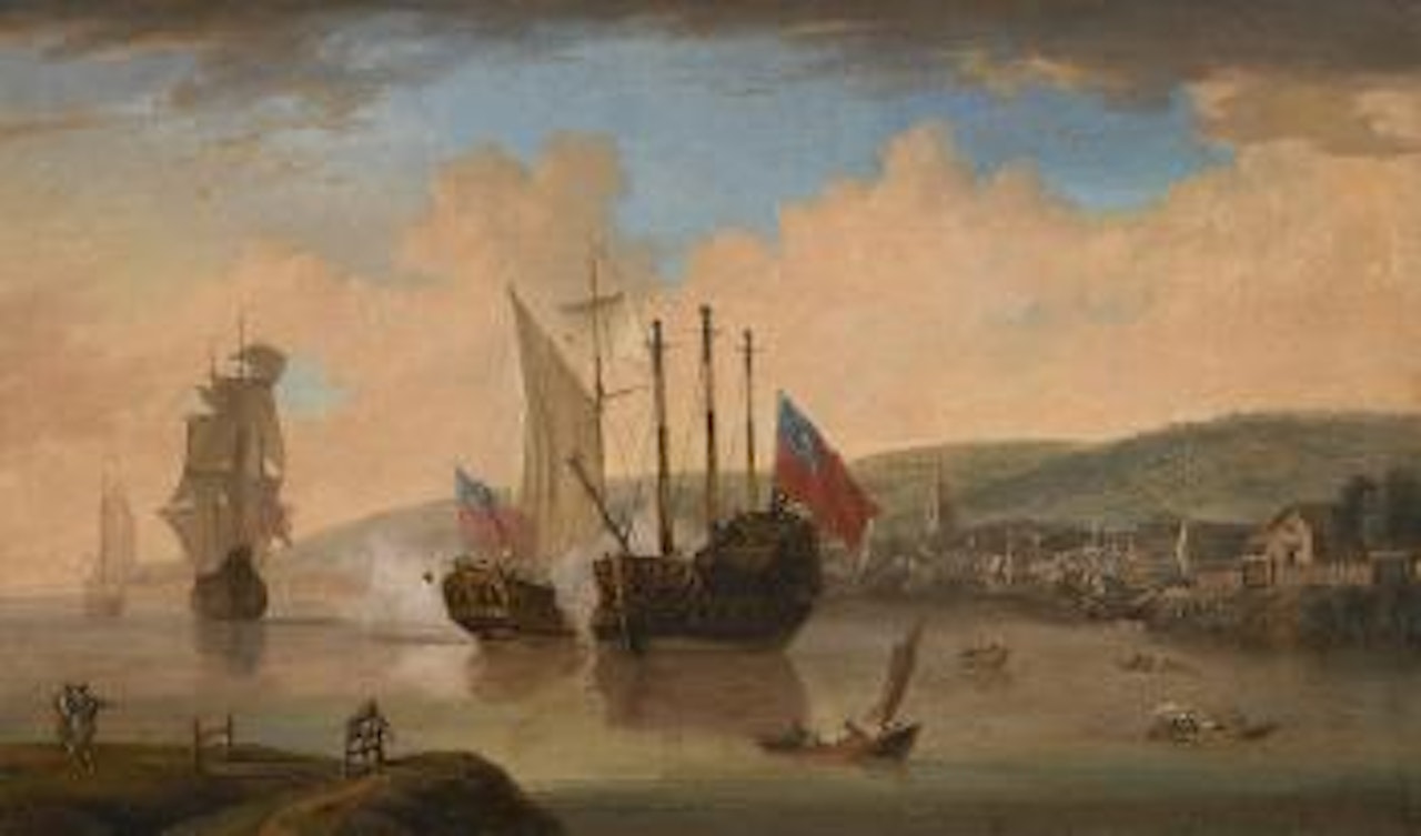 The Old Deptford Shipyard, firing a salute by Thomas Luny