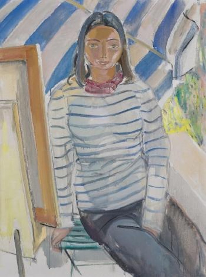 Mädchen in blau-weiss gestreiftem Pullover by Maurice Barraud