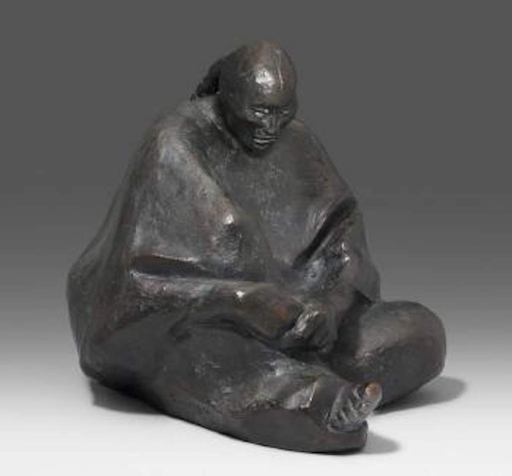 Mujer sentada con poncho by Francisco Zuñiga