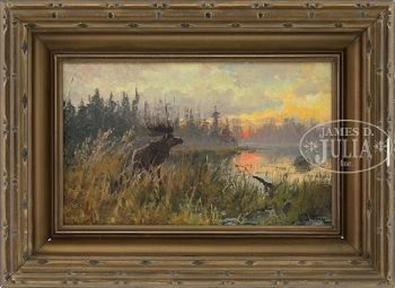 Moose at sunset by John Fery