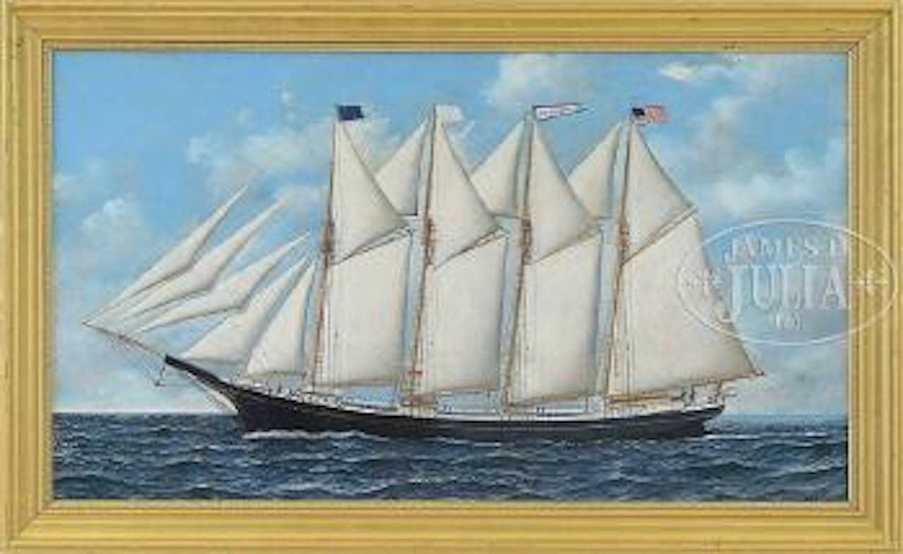 Portrait of the schooner 'Adelaide Barbour' by Antonio Jacobsen