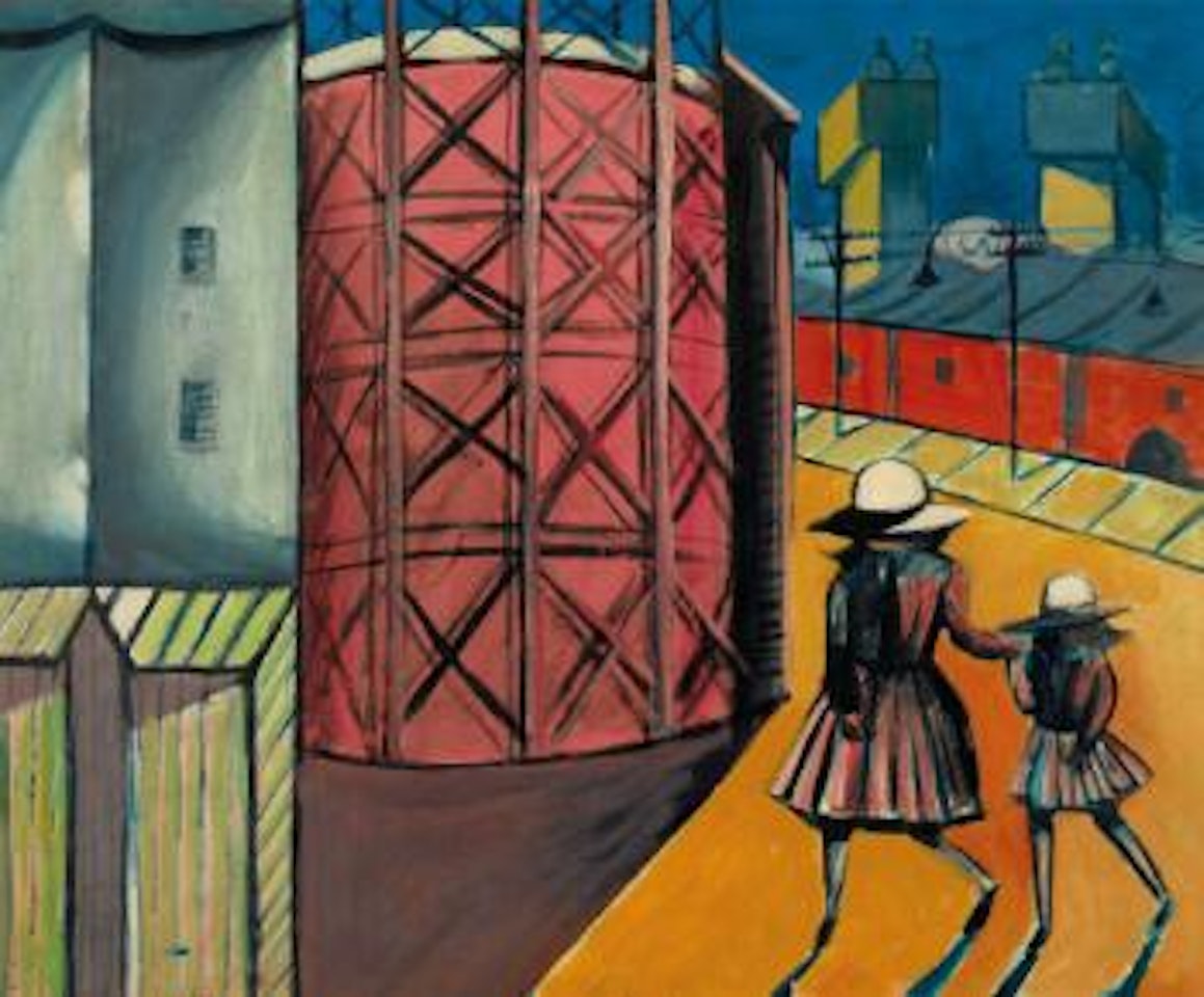 Schoolgirls by Gasometer by Charles Blackman